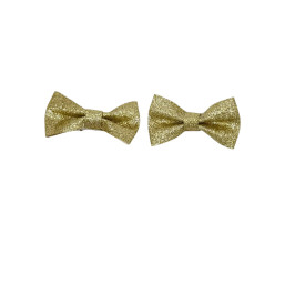 Set of 2 Glitter Bow Hair Clip - Gold